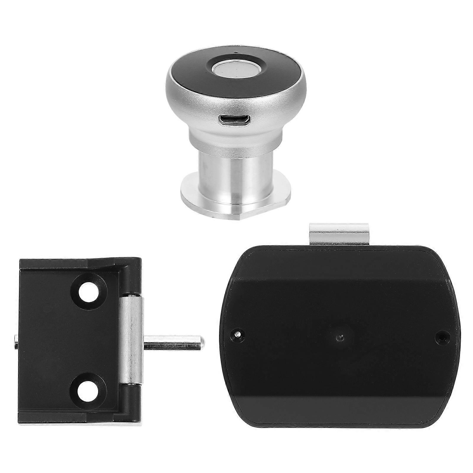 Fingerprint Drawer Lock Hidden Smart Cabinet Lock For Home Use Black 7X5.5CM Usb 3.7V Power Supply 1Set