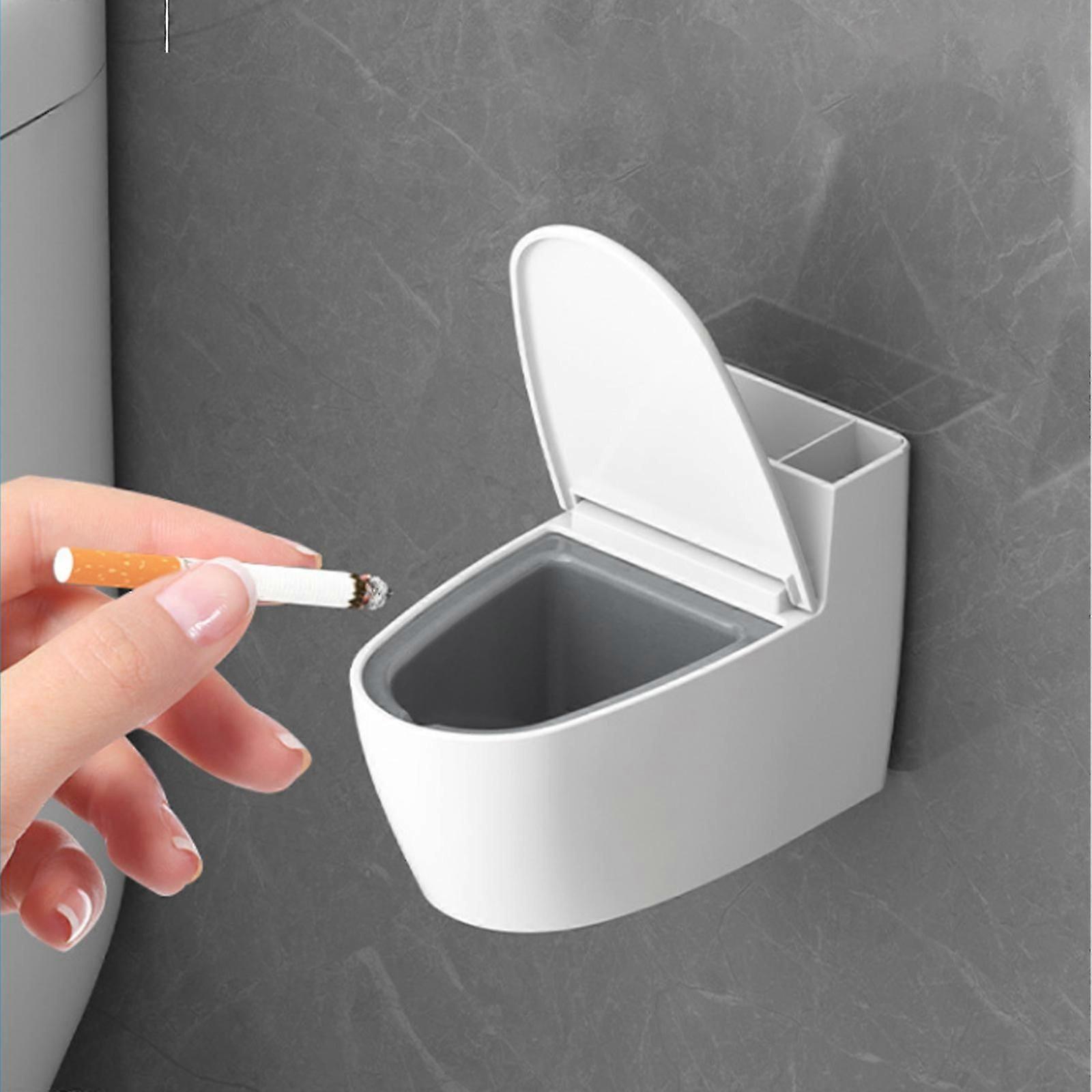 Väggmonterad toalett Rökaskkopp med lock för cigarett, vindtät för rökare, rökfri för badrum, vardagsrum, inomhus eller utomhusbruk