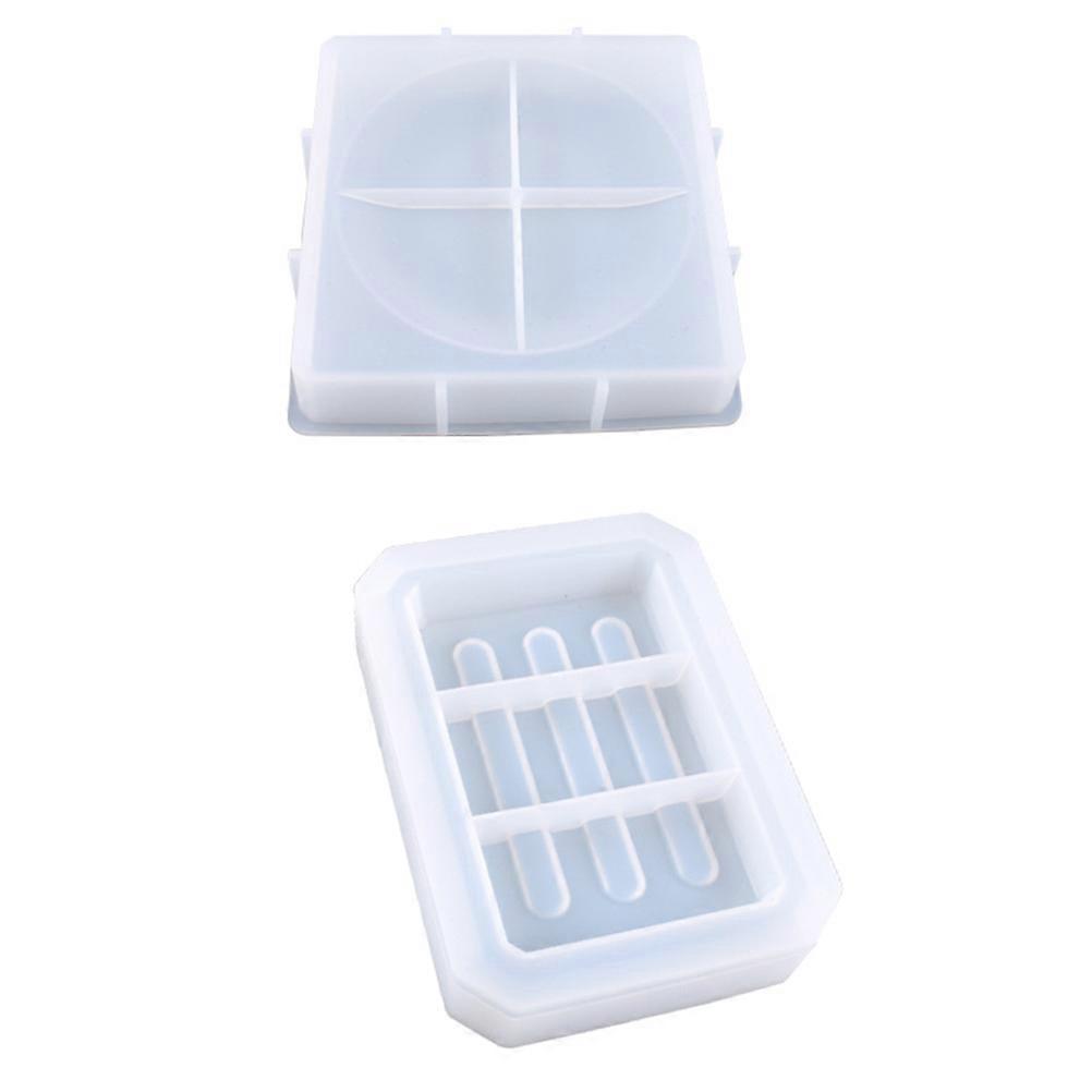 2pcs Crystal Soap Storage Case Model Storage Box Mould DIY Handmade Mold