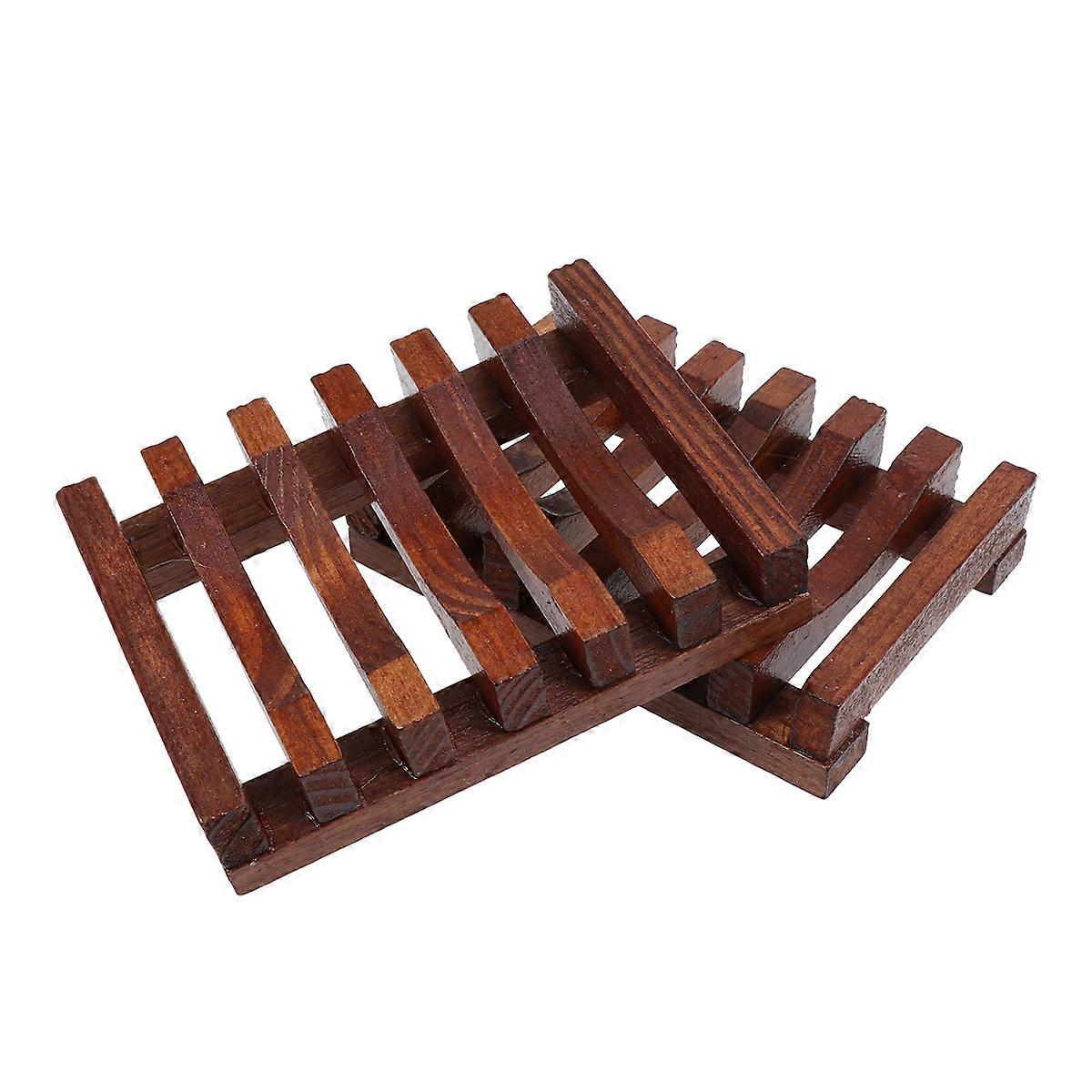 Bamboo Soap Dish Vintage Wave Shape Keeps Soap Clean and Dry 11x8x2cm Hand Washing Shower Box 2Pcs