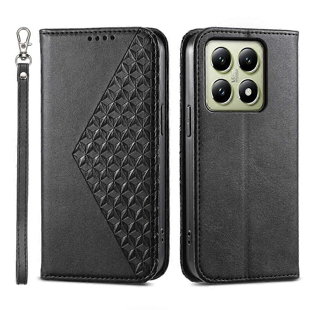Cubic Grid Calf Texture Magnetic Leather Phone Case
