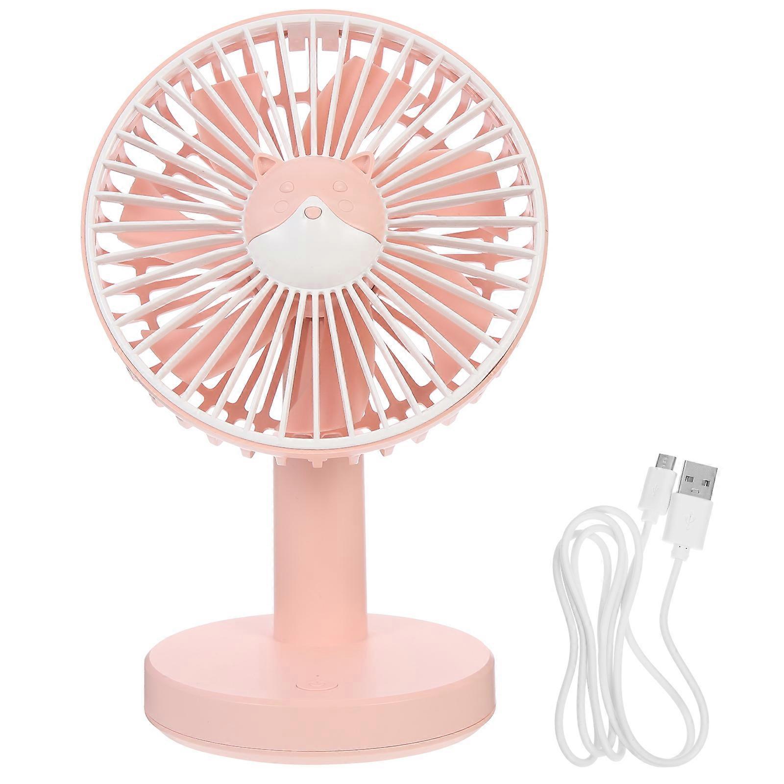 Small Desk Fan Quiet Mini Desktop Pink 19.5x10x10cm Usb Rechargeable For Office Use 1 Set