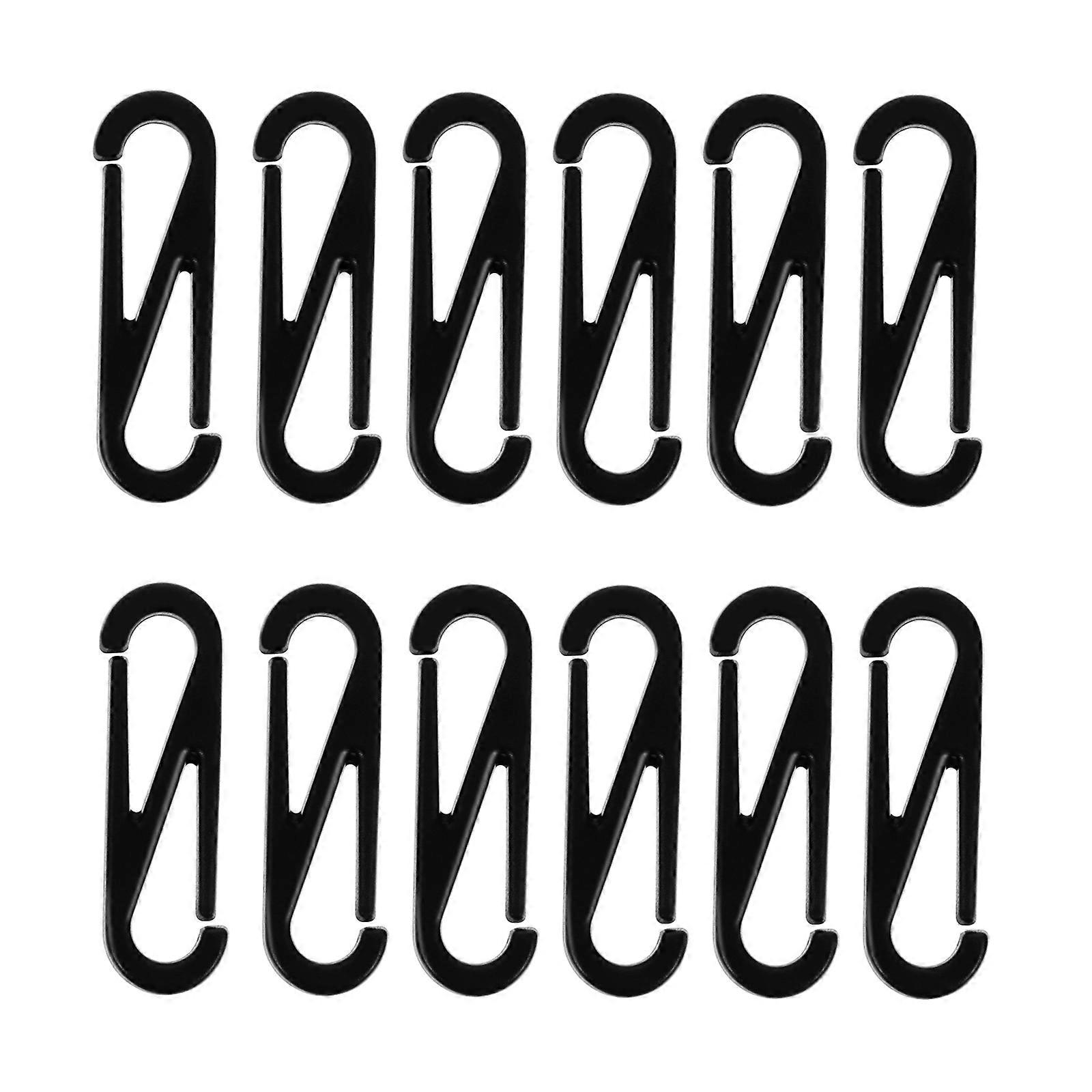Towel Hook Durable Lanyard Hook Snap Clips for General Purpose 2.80X0.80X0.40CM Black S-Shape 100Pcs