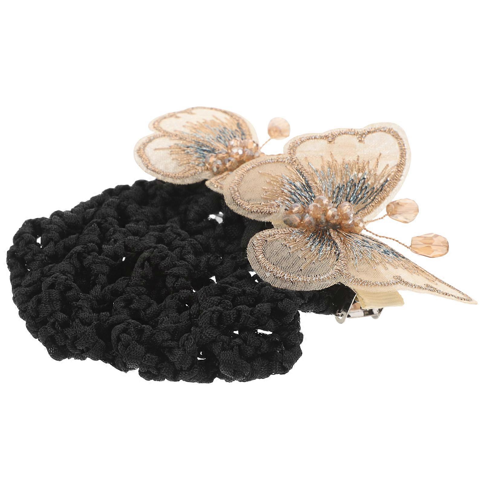 Here's a refined and professional product description based on your input:
   
**Elegant Hair Bun Clip Cover Net with Butterfly Decor – Versatile