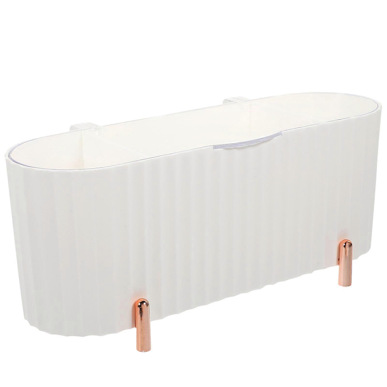 Compact White Cosmetic Storage Box for Desktop Organization with Sturdy PP Material 4.3"x3.1"x2.8"