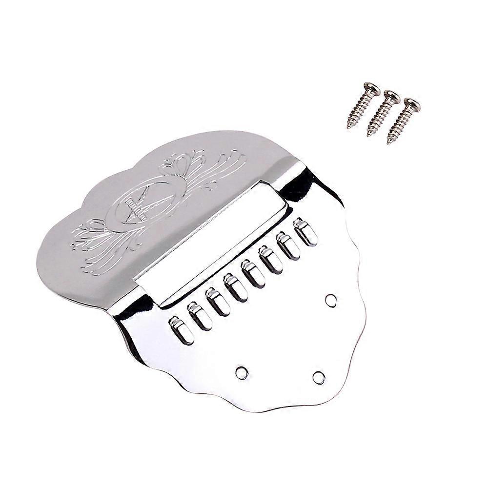 K Word Scalloped Metal Mandolin Tailpiece Parts for 8 String Mandolin Guitar QB02 Silver