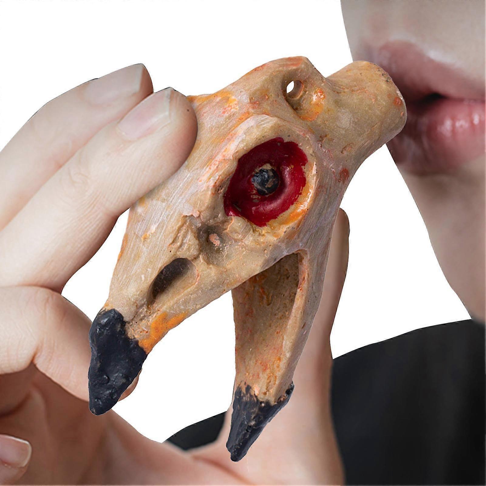 Little Spooky Sound Prank Toy Loud Whistle Skull Whistle Toy Decoration with Skull with Bird Head, School Bag Accessories 2'