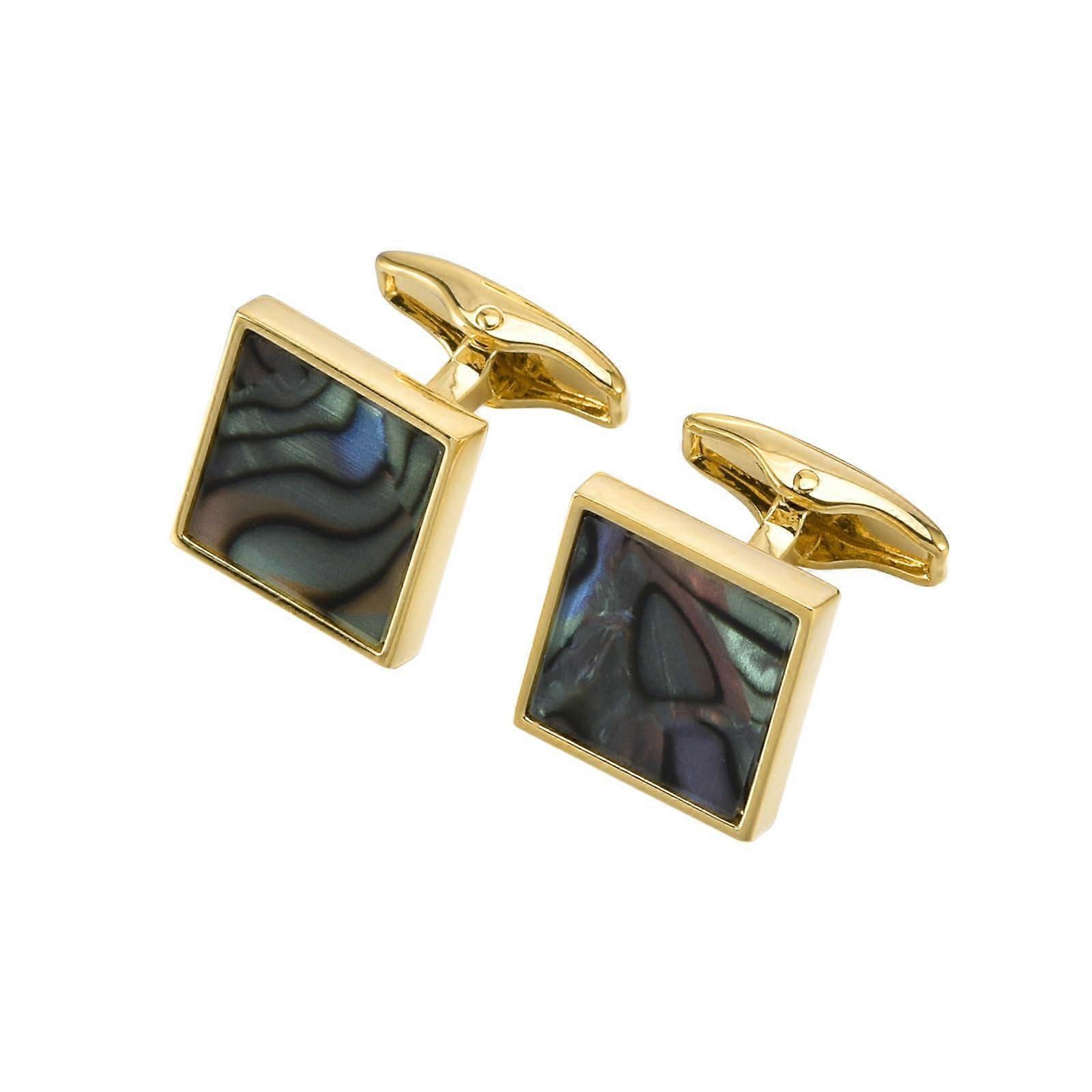 Cufflinks for Engraving with Abalone Shell Inlay, Copper and Silver Material, Classic Style, Ideal Gift for Men
