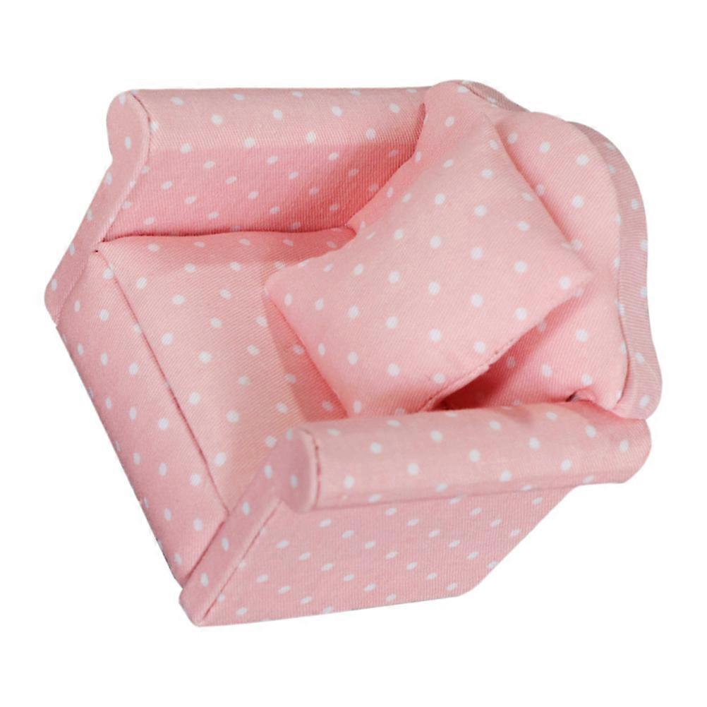 Pink Miniature Sofa with Throw Pillow for Decor Synthetic Material and Smooth Surface 1pc