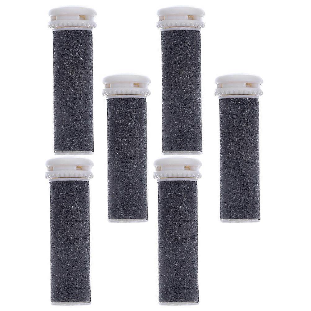 6pcs Black Replacement Foot File Roller Heads for Electric Pedicure Tools ABS Material