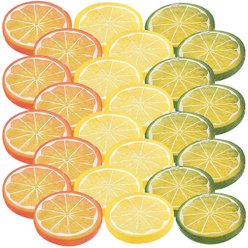 Simulation Lemon Slices Model For Educational Toy And Home Decoration In Assorted Color 24Pcs