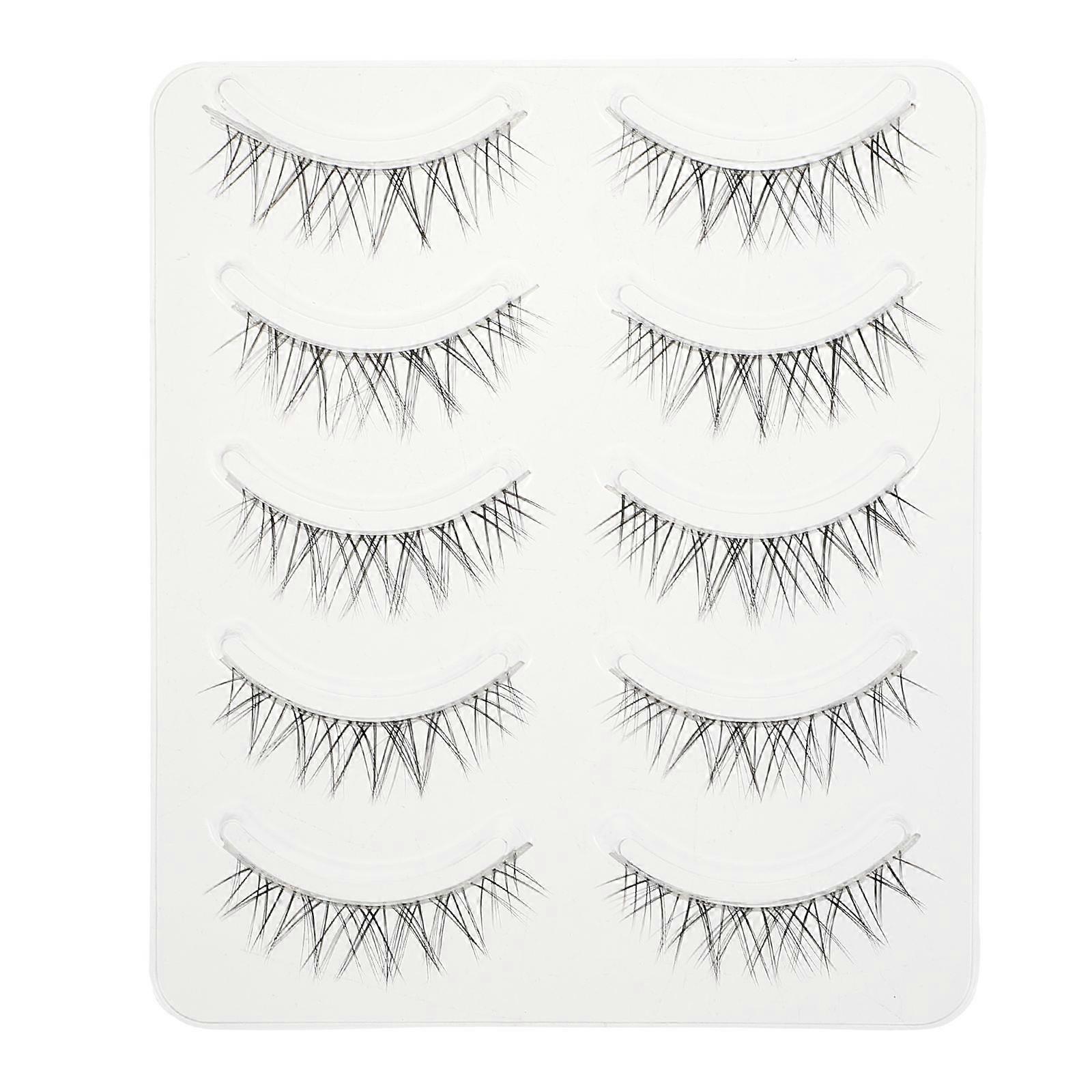 Natural Dense False Eyelashes for Makeup with Black Artificial for Girl Eyelash Beauty 5 Pairs