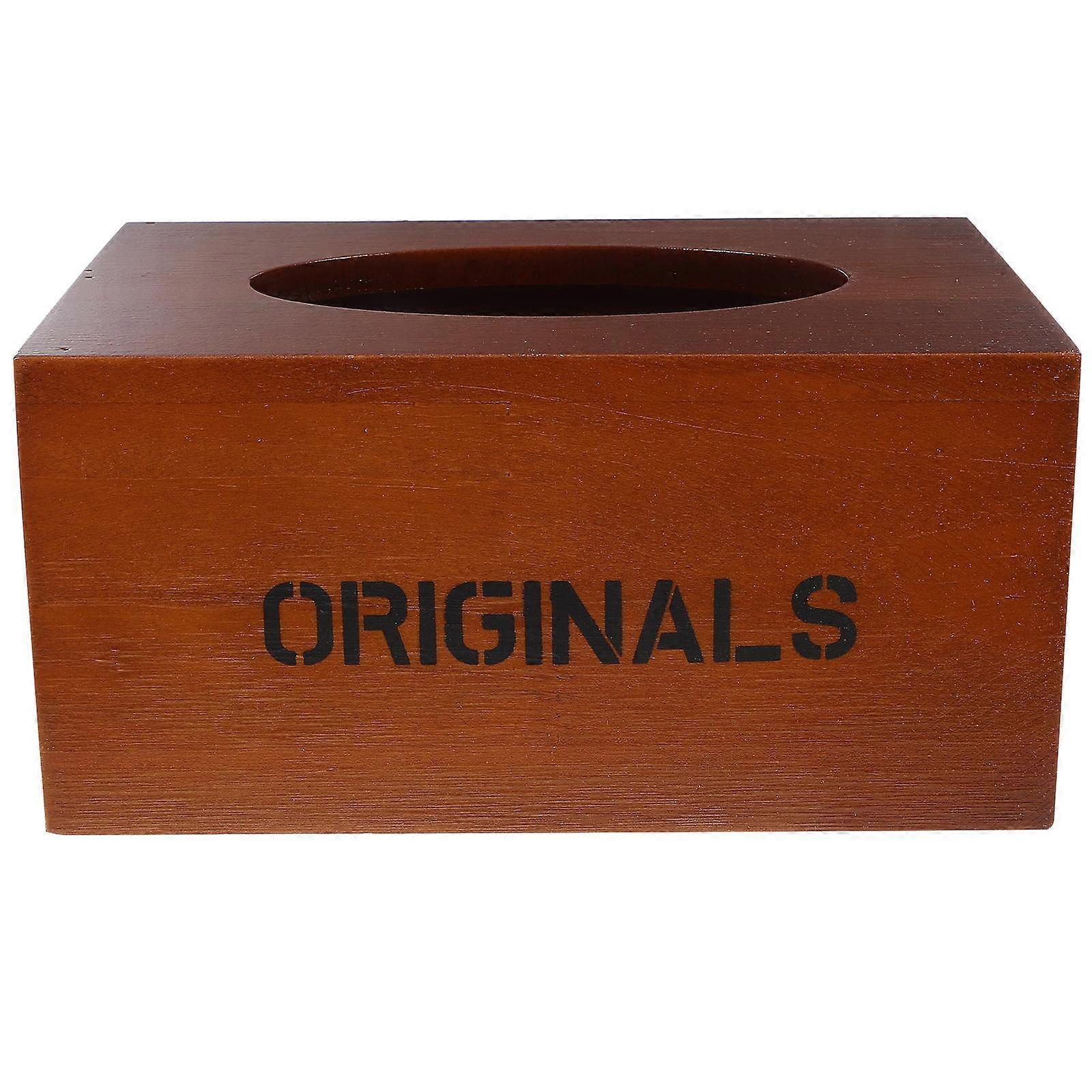 Retro Tissue Holder Wooden Container For Car Home Office Restaurant Use Space-saving 16.5X11.4X8.00cm Light Brown 1Pack
