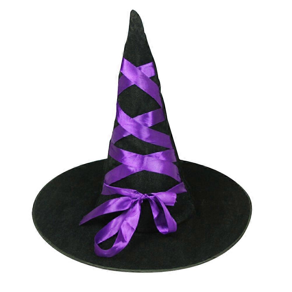 Festive Party Supplies Halloween Witch Hat Decoration Purple Conical Design For Masquerade Party 1Pack