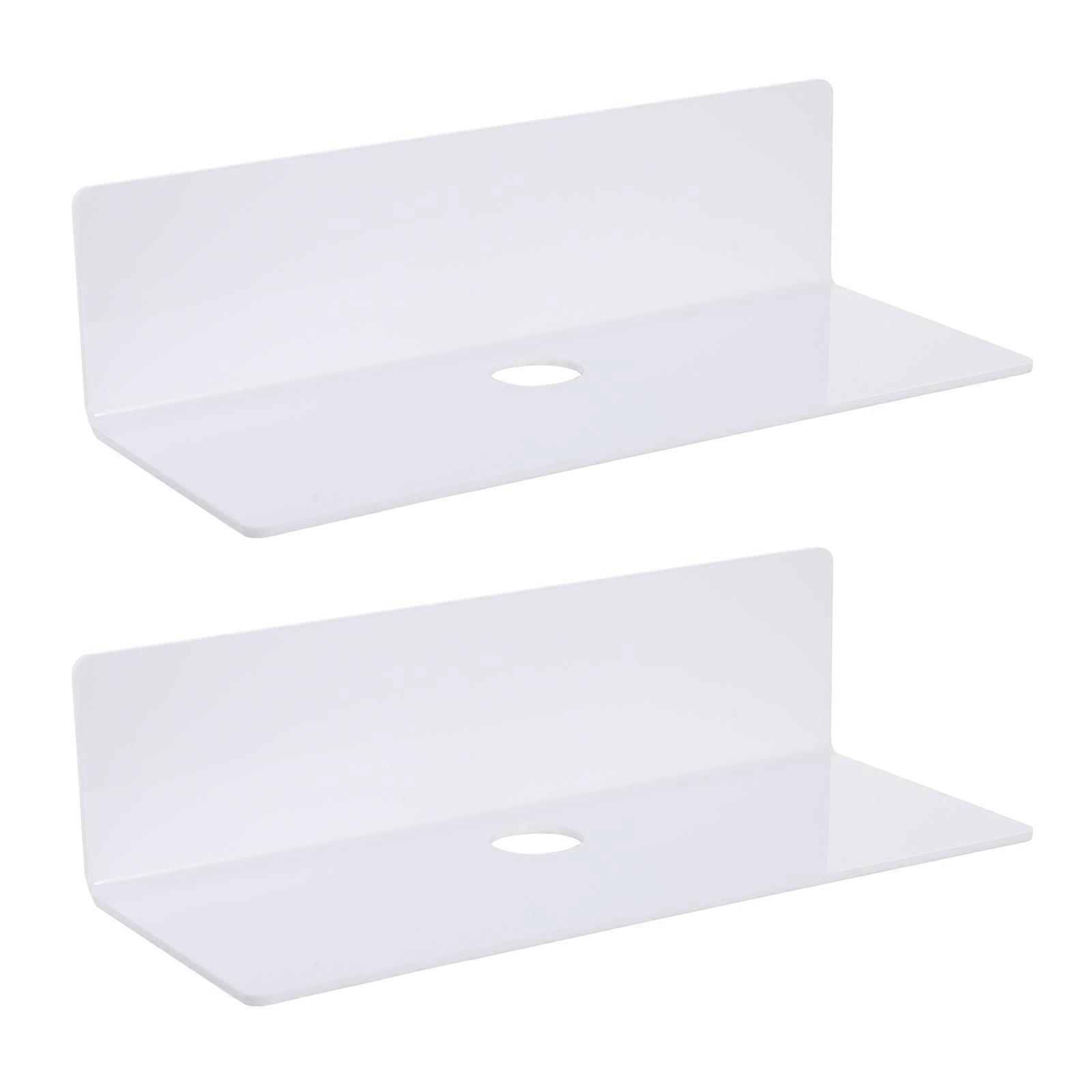 Loudspeaker Storage Stand Wall Mounted Shelf For Clocks 2Pack White Acrylic Space Saving Item Display