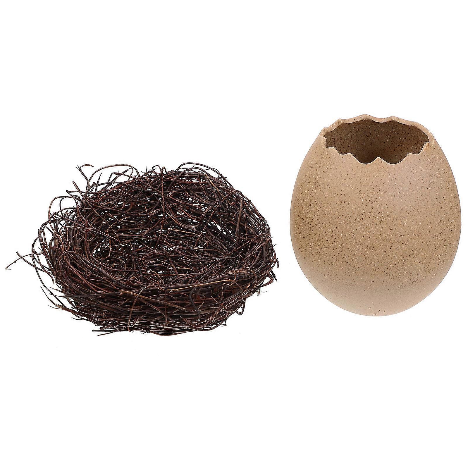 Creative Eggshell Planter Set Durable Ceramics for Home Decoration with Realistic Appearance Multi