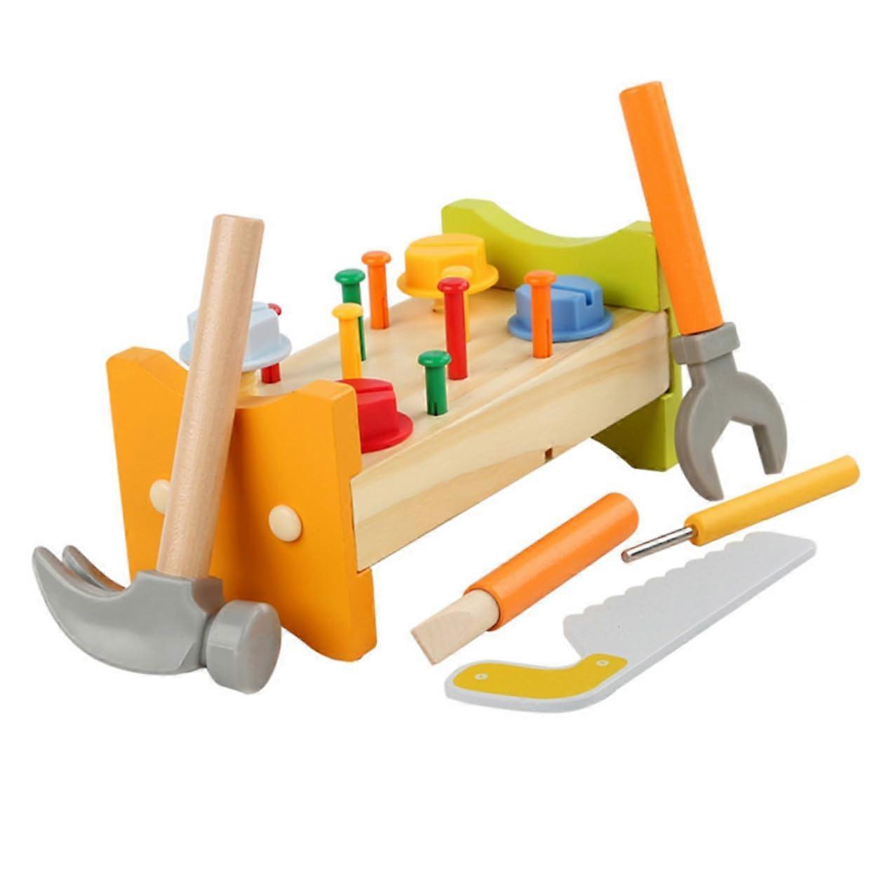 1 Set Toddler Toy Hammering Peg Workbench Wooden Toy Cognitive Skills Practical Skills for Ages Play Hammer