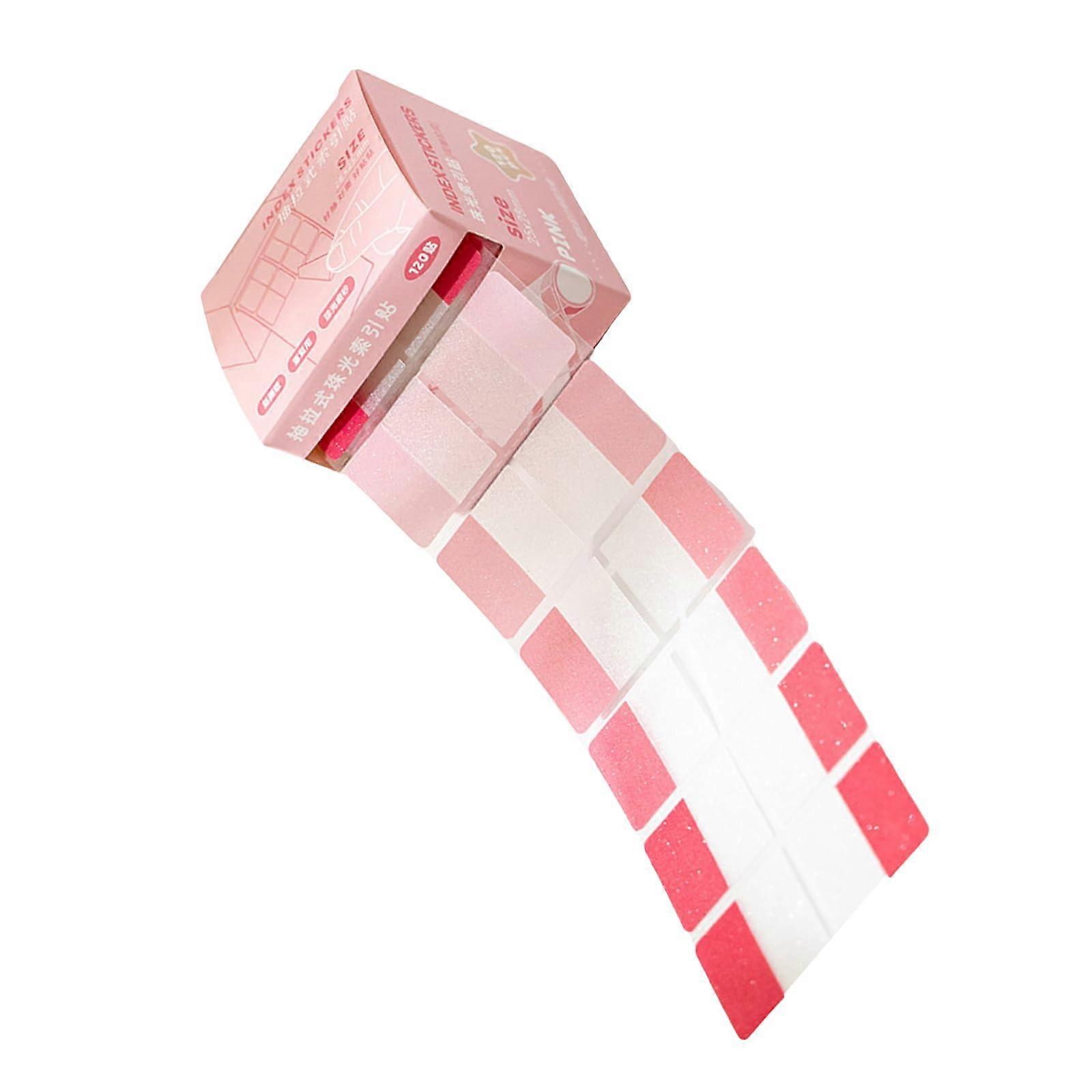 Glittering Colorful Labels, Self-Adhesive, Writable PET Page Markers, Sticky Notes for Books, 120 Peach Powder Stickers