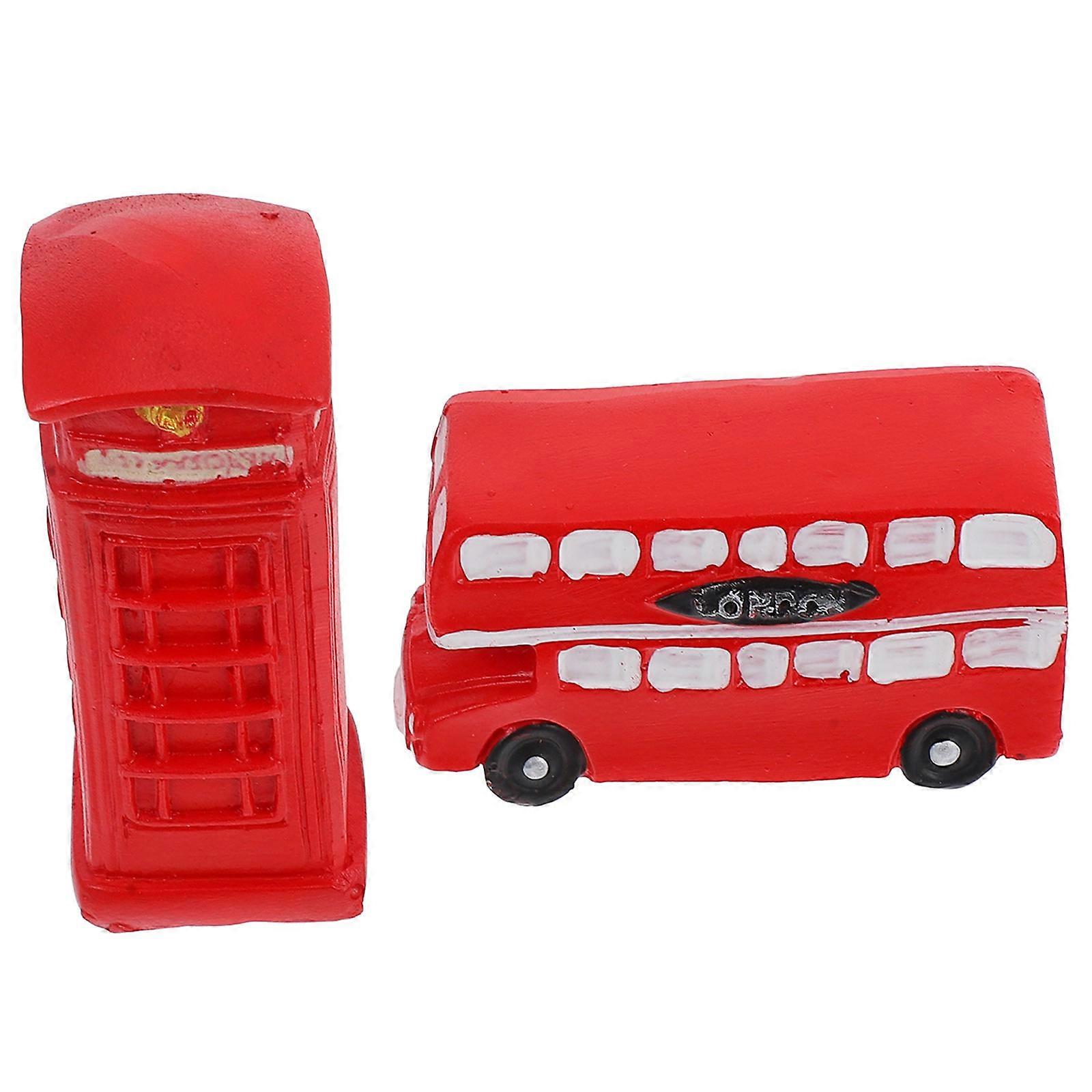 Retro Bus & Telephone Booth Resin Desktop Ornament Set – Lightweight London Themed Decor for Home or Office – Unique Collector’s Item