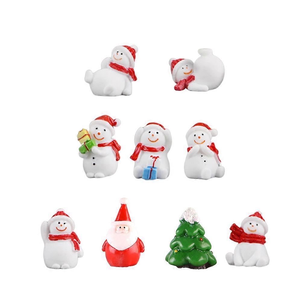 Microlandscape Supplies Mini Craft Decorations 9Pcs Christmas Elements Design Resin Accessories For Family And Friends Garden Use