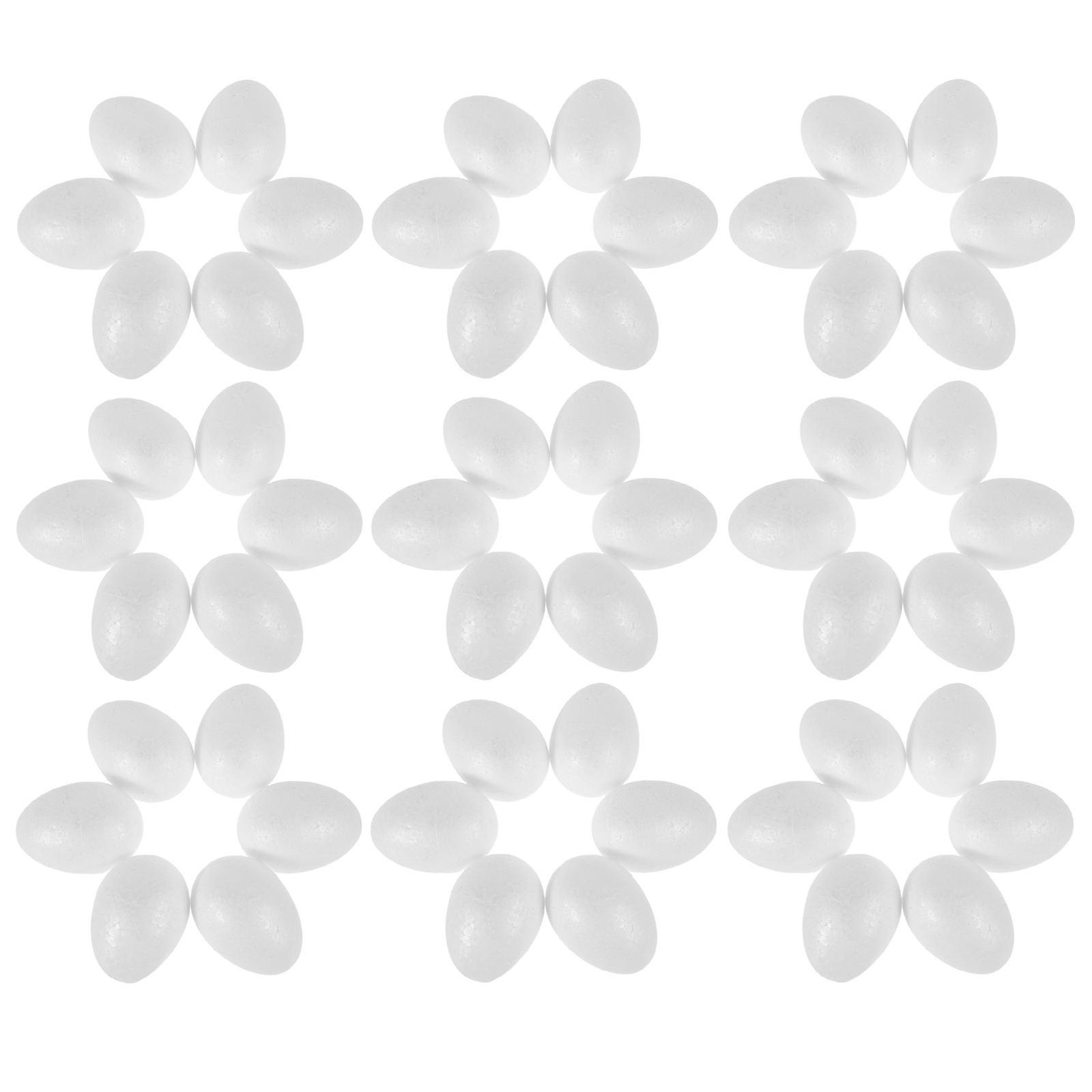 50Pcs Smooth White Polystyrene Foam Eggs For Festive Easter Decorations 6Cm Perfect For DIY And School Projects