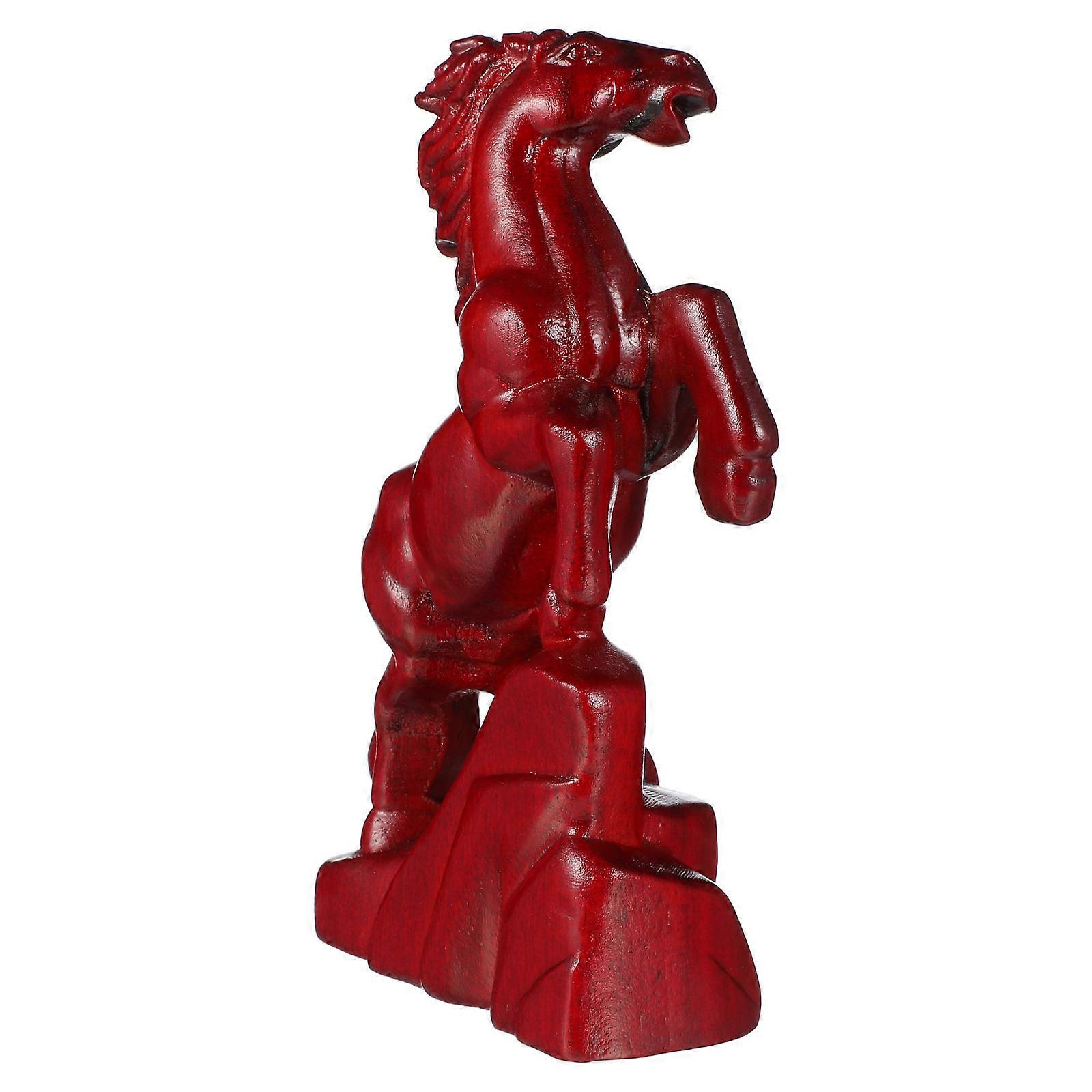 Wooden Horse Figurine Hand Carved Statue for Home Decor, Compact Tabletop Ornament for Garden, Bookshelf, and Desk Display