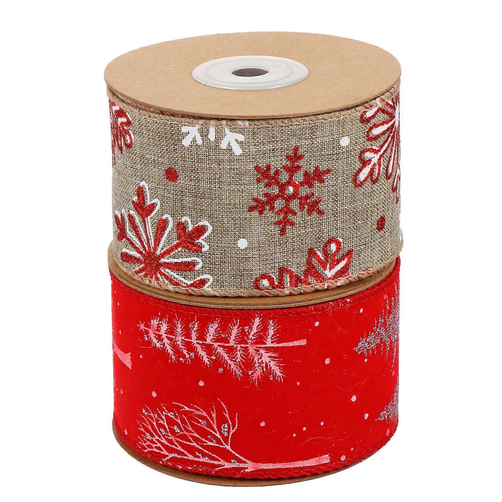 2 Roll Christmas Design Ribbon For Festive Occasions 500x5cm Durable Polyester Gift Wrapping