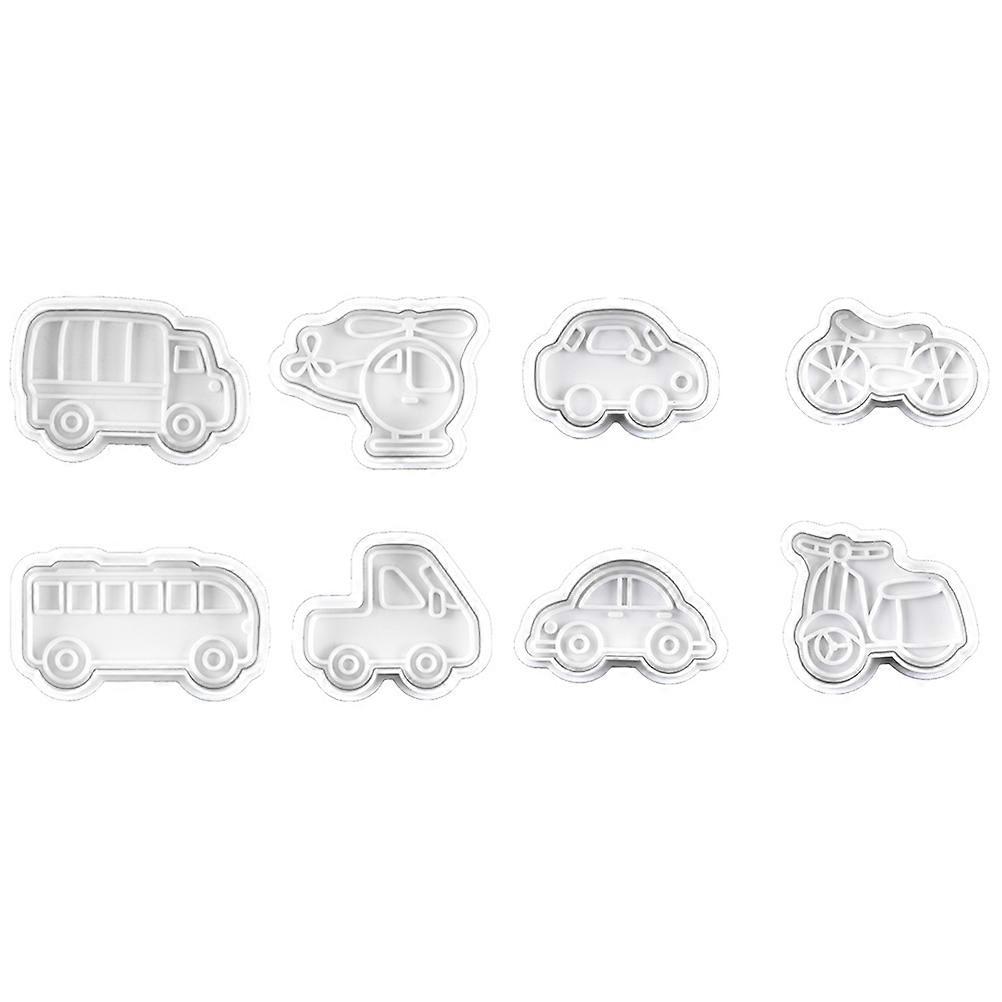 Fun Shaped Cookie Molds 8Pcs Ideal Cartoon Traffic Tool Style Assorted Color Baking Molds for Creative Baking Sessions