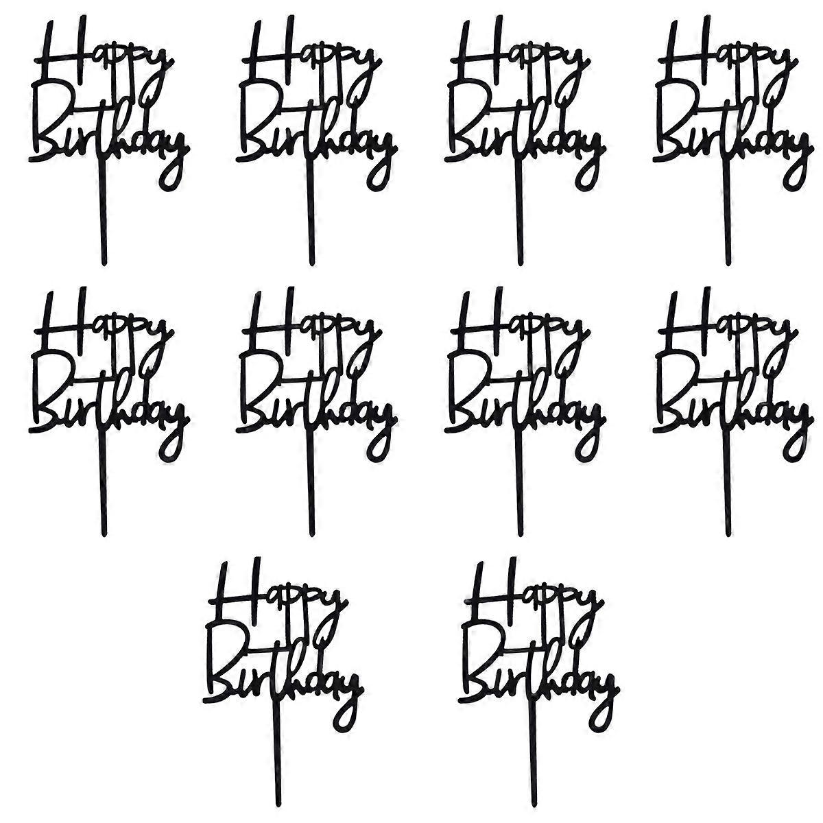 Rectangle Black Cake Decoration Topper For Party Events 10Pack
