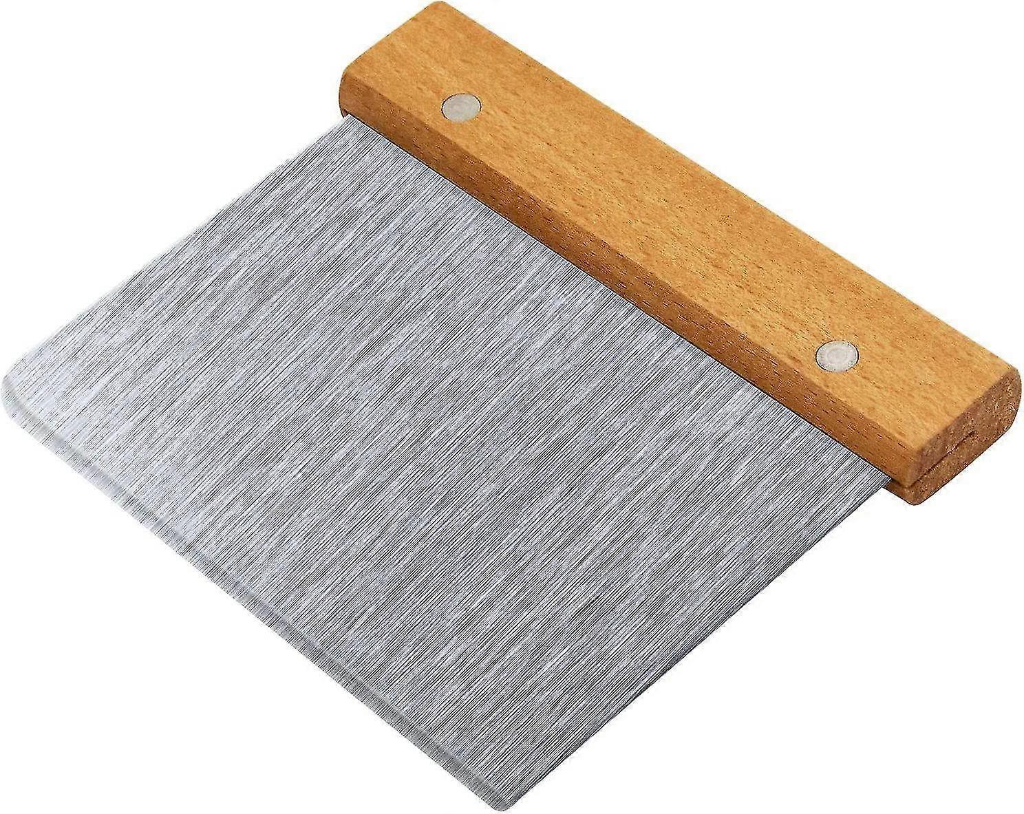 Multi-Purpose Stainless Steel Kitchen Cutter & Scraper with Wooden Handle - Efficient Tool for Food Prep & Cooking Tasks