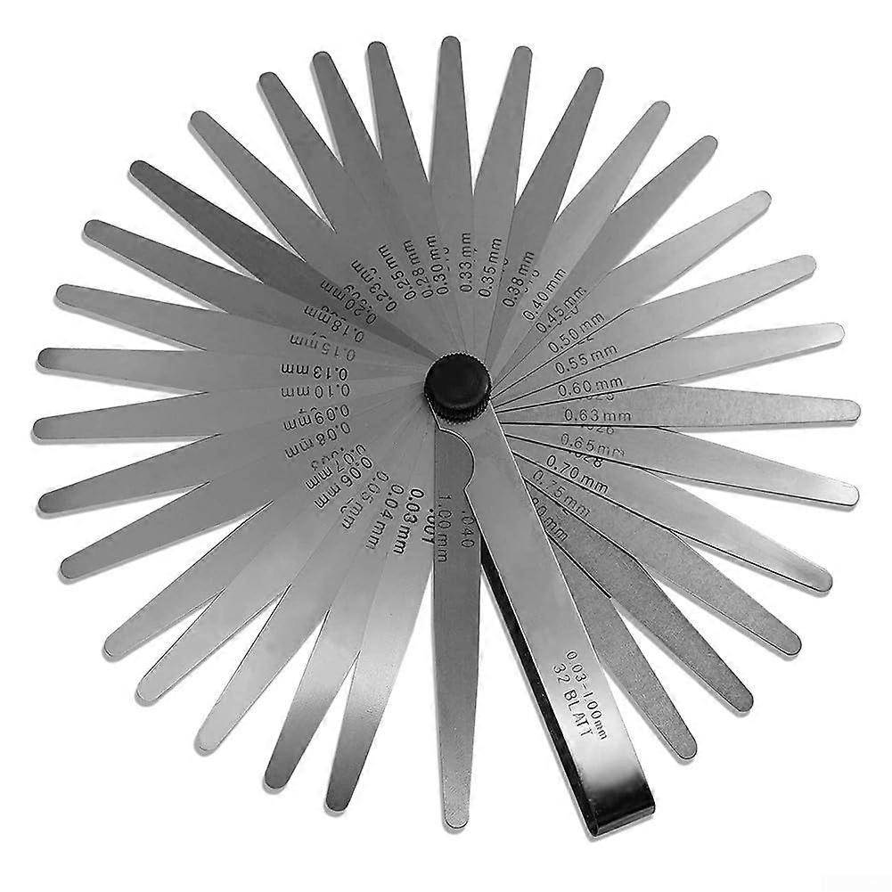 32 Piece Feeler Gauge Set with Tapered Stainless Steel Blades for Precision Measurement in Tight Spaces