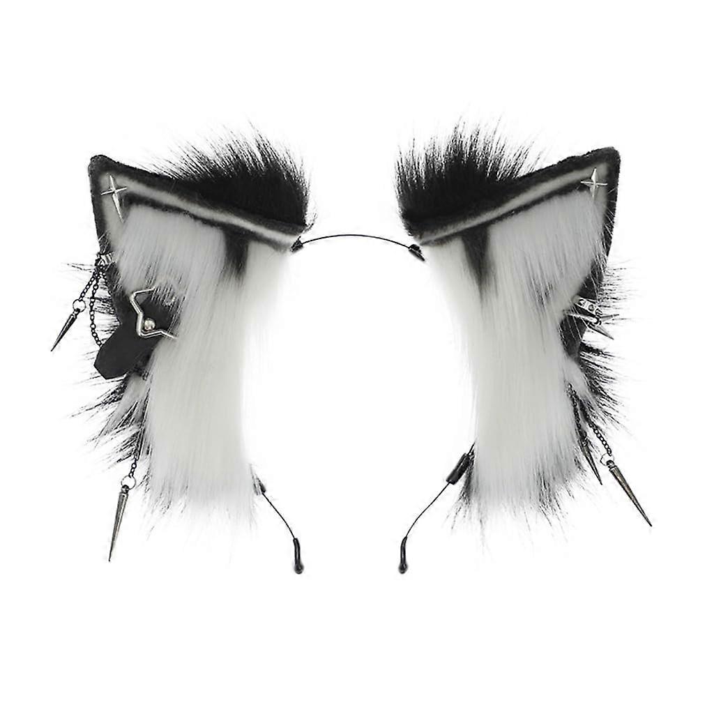 Punk Wolf Ears Headband with Dangle Decorations for Adults, Cosplay Accessories, Party Wear, Easter Costume