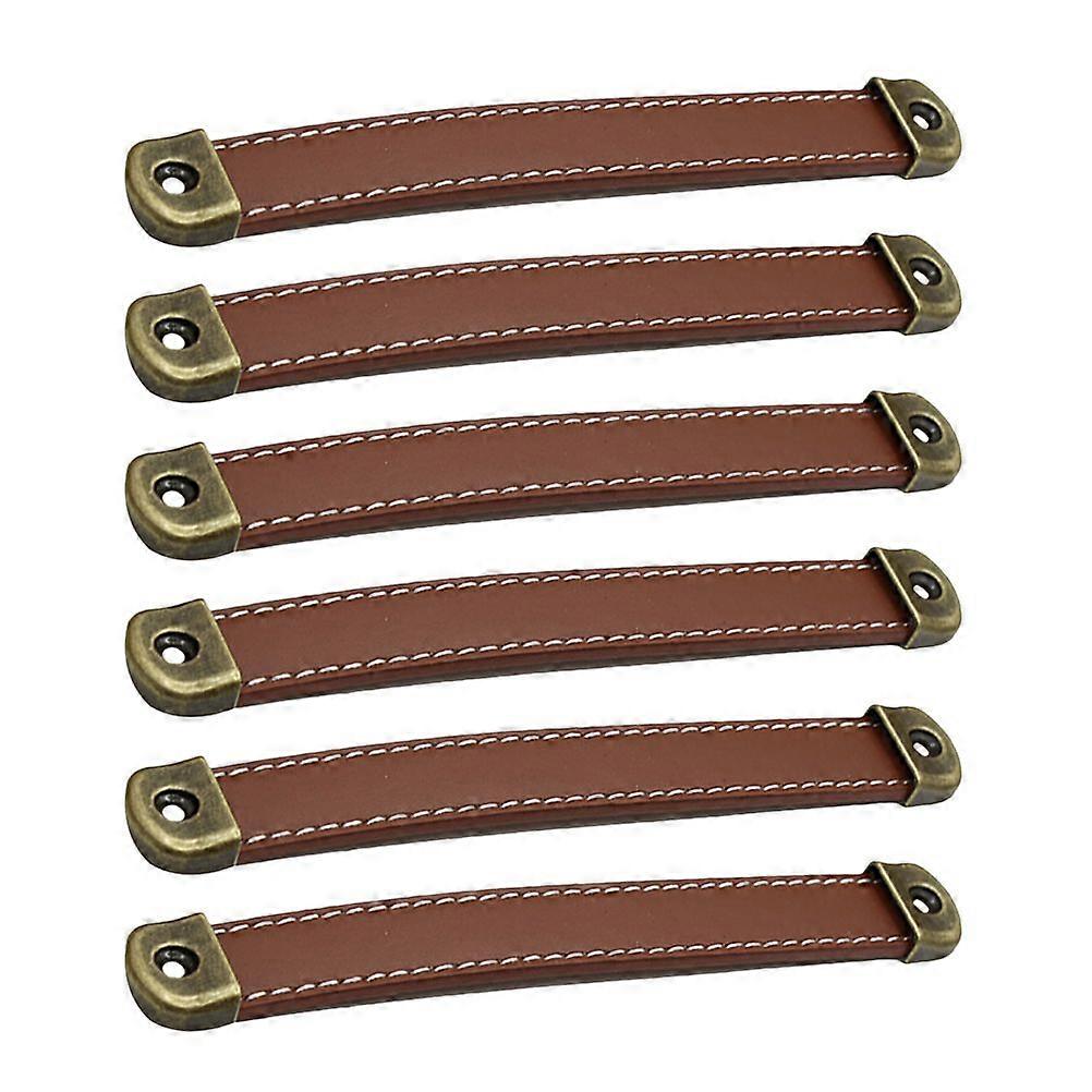 6Pcs Leather Zinc Alloy Drawer Pulls Dresser Pull Handles Cupboard Cabinet Drawer Pulls