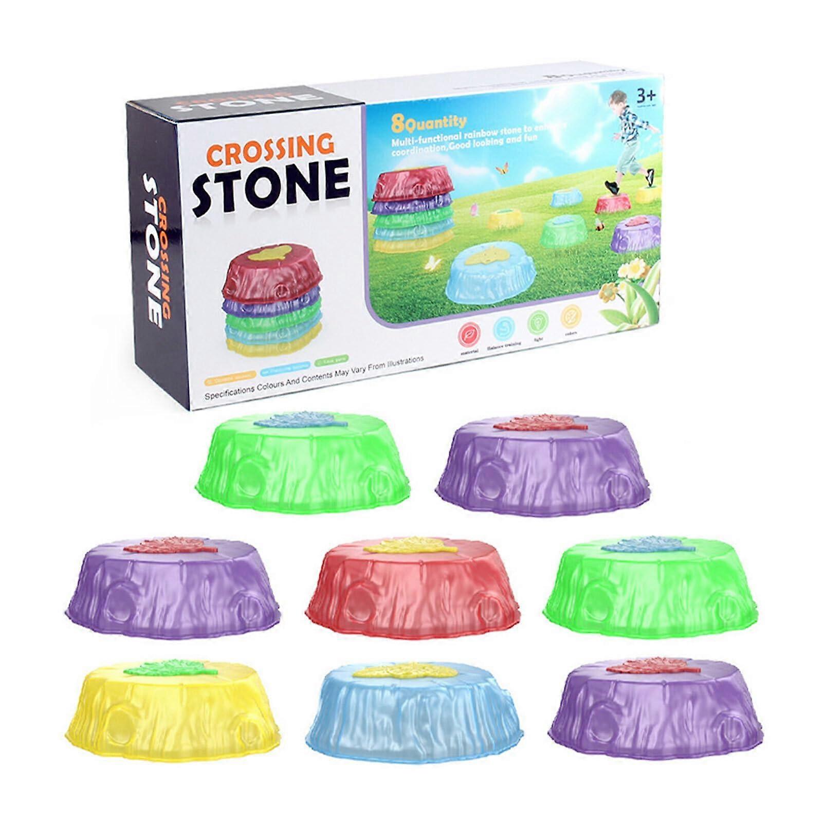 Kinder balance training set, colorful stepping stones for stability during play at night or in lowlight indoor conditions, 8 pieces.