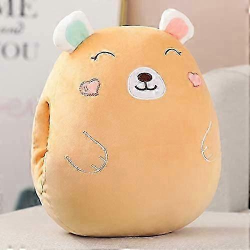 かわいい漫画の動物の手のウォーマー枕柔らかい冬のぬいぐるみエアコン毛布33 * 25CMヒグマ