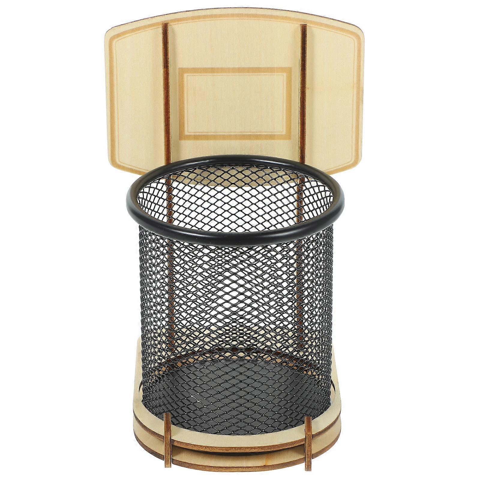 Wooden Basketball Stand Pen Holder Multi Functional Pencil Organizer Lightweight Desk Accessory for Office, Study and School Stationery Organization