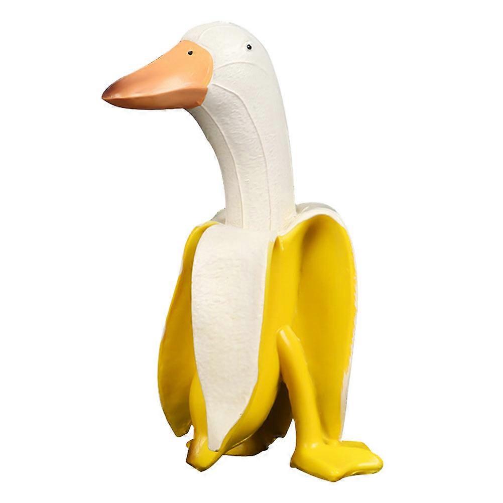 Banana Duck Garden Decoration Ornament Resin Yellow Wind and Sun Resistant for Indoor Offices 1Set