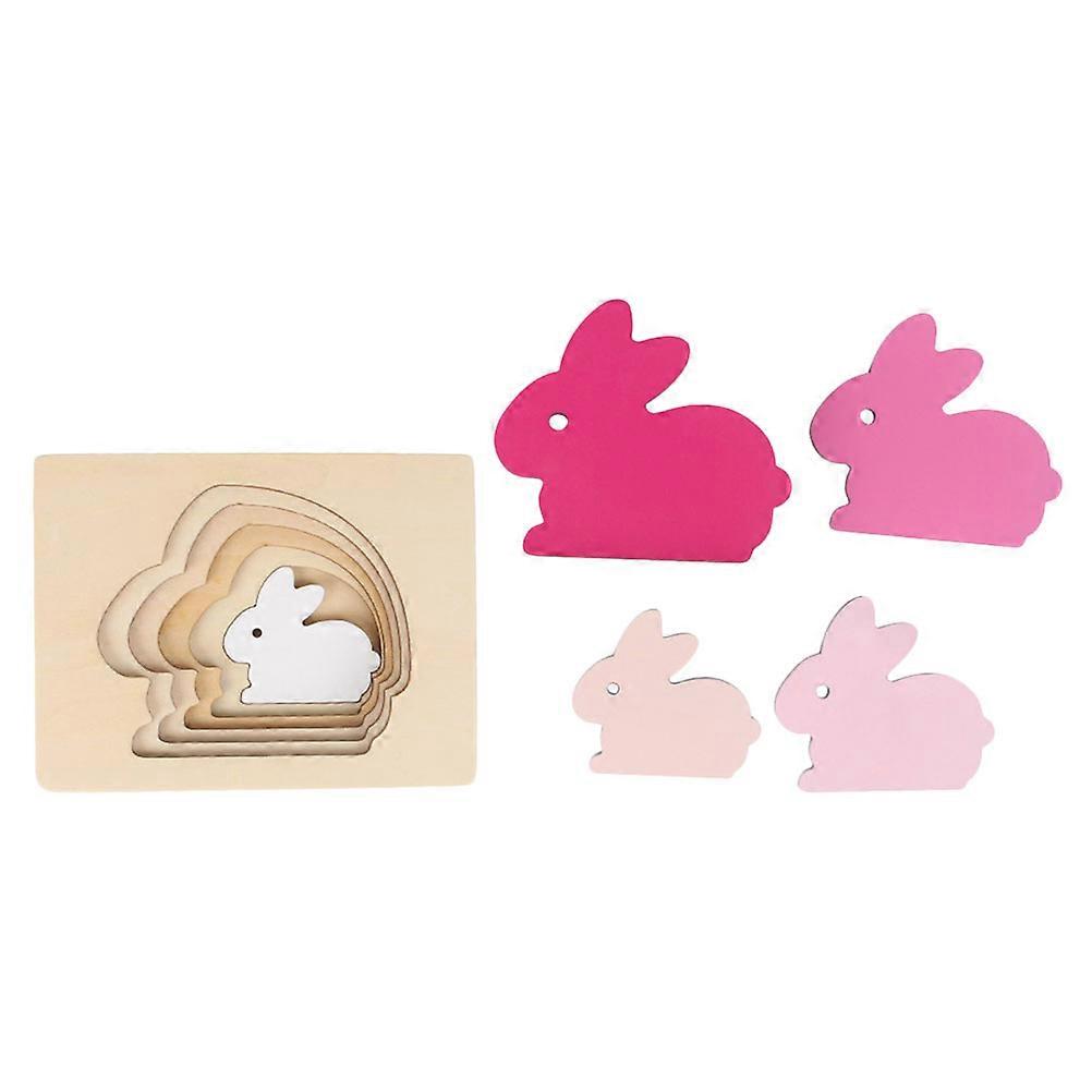 Color Gradient Cognition Toy Wooden Animal Puzzle Pink Learning Nature Exploration Educational 1 Set