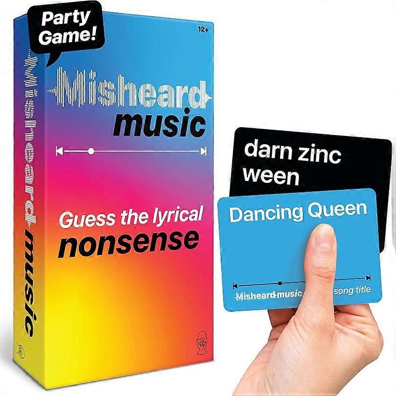 Misheard Music Party Game - Guess The Song or Artist with Lyrical Nonsense Cards, Fast-Paced Card Game for Karaoke & Family Fun