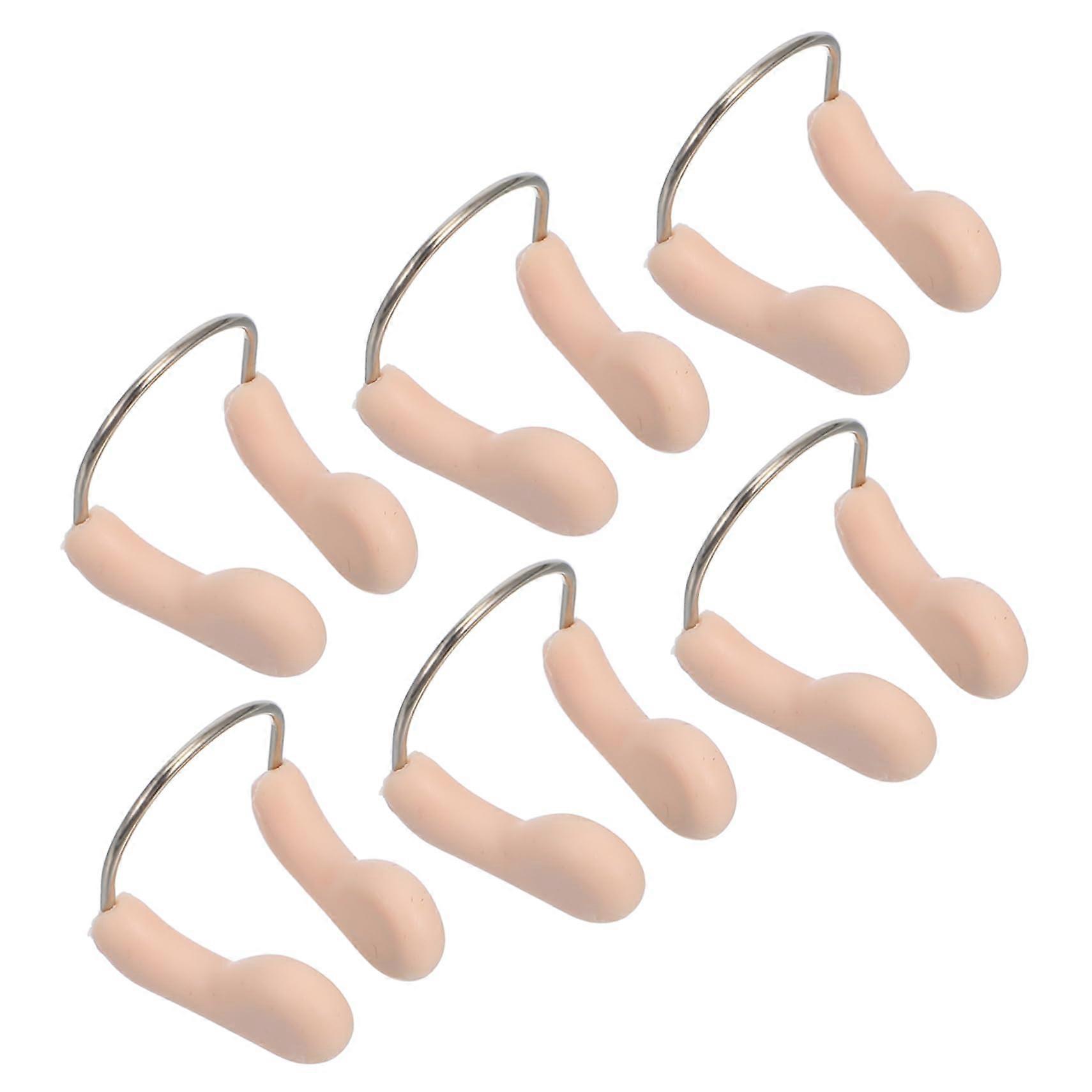 6PCS Silicone Swimming Nose Clip Professional Wire Nose Protectors for Adults Soft Stretch Reusable Comfortable Flesh Color