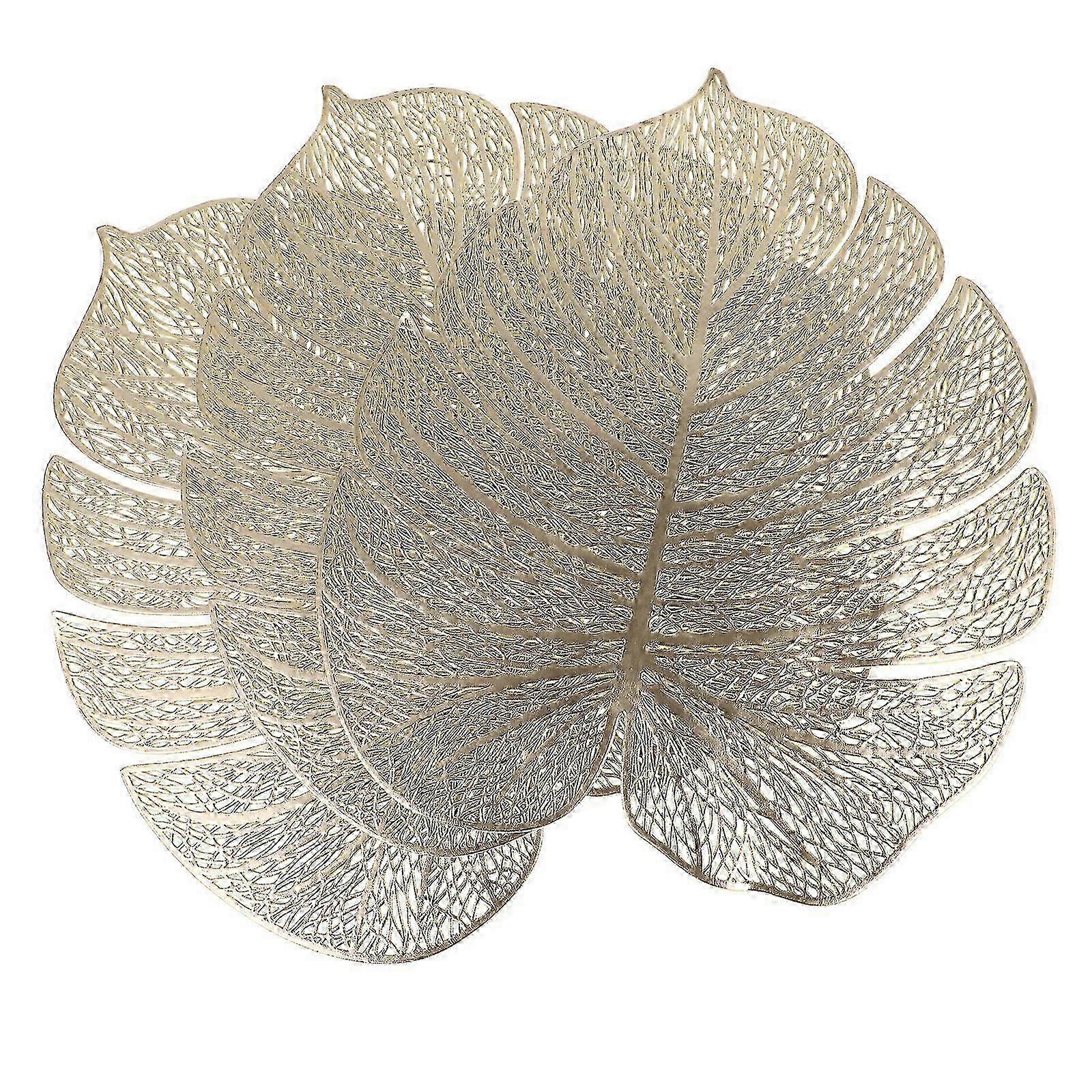 Ensemble de 3 sous-verres en PVC Monstera Leaf Design et sets de table à manger dorés