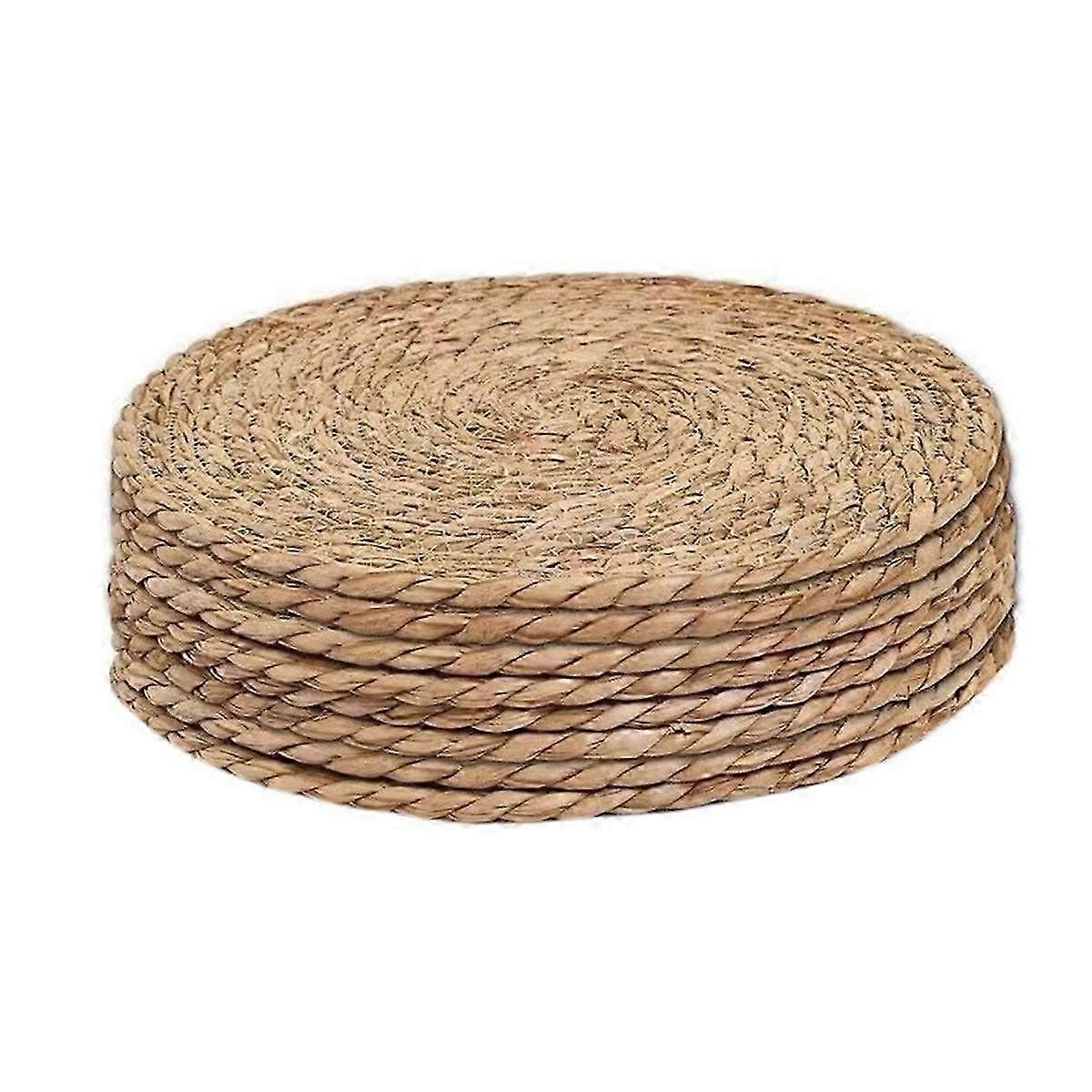 Doğal Su Sümbülü Servis Altlıkları 8'li Set, Açık Hava Yemek İçin Isıya Dayanıklı T Rattan Dokuma Paspaslar