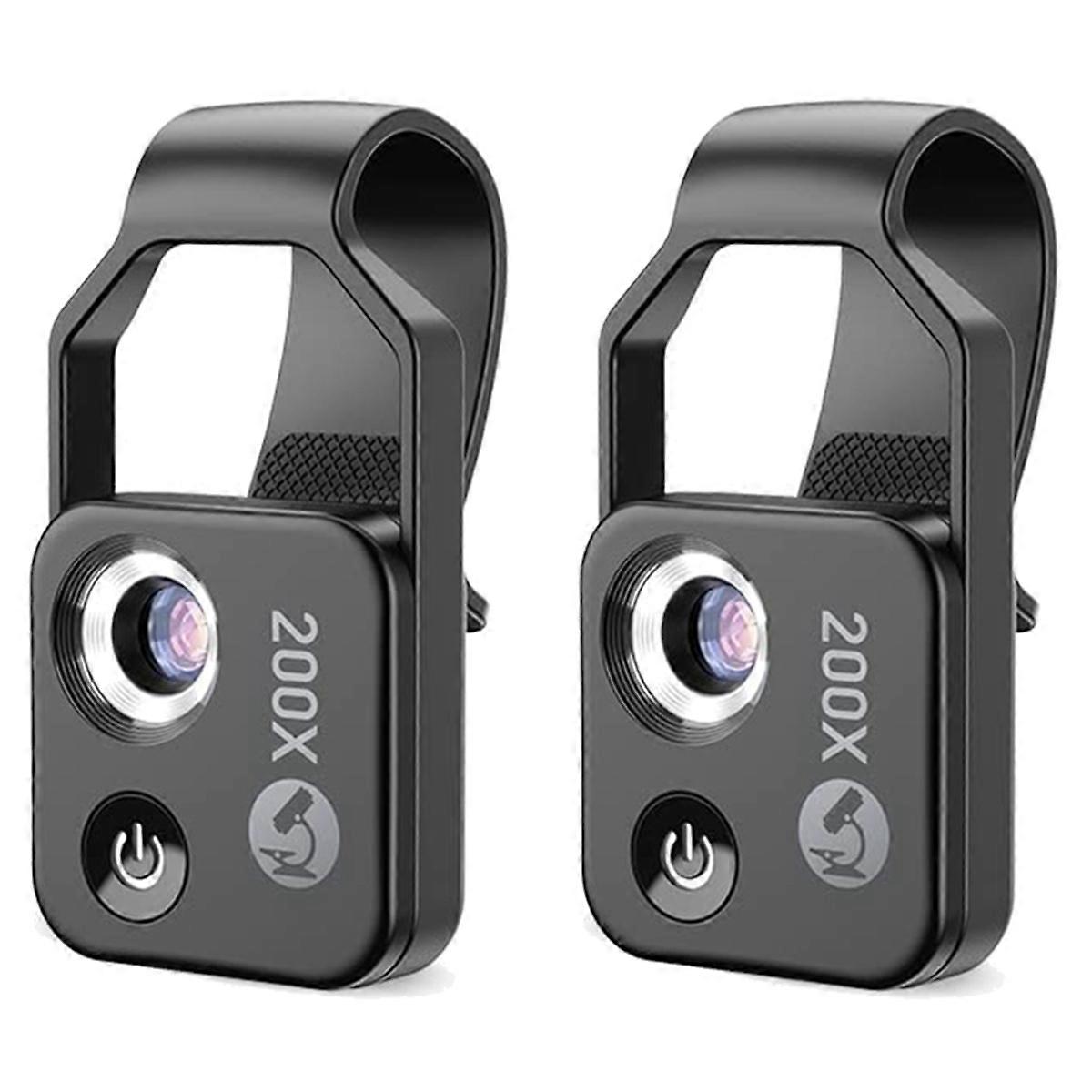 2 Pcs 200X Cell Phone Microscope Accessory with Window Microscope, Portable Mini Digital Microscope