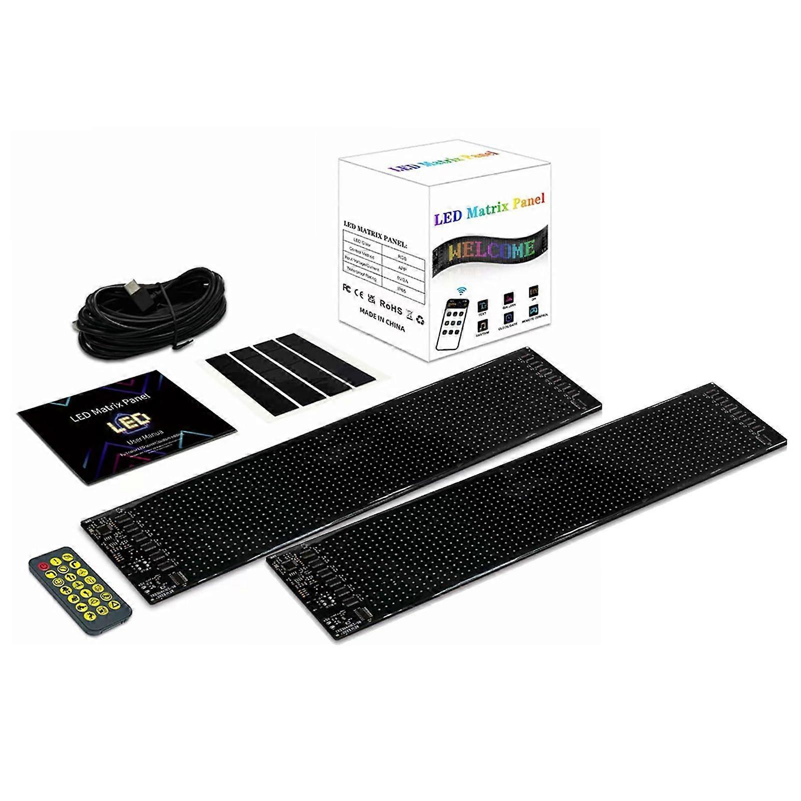 Colorful Eye Lamp Soft Screen for Car Windows, Programmable Flexible Matrix Display, Custom Scrolling Text, 2 Pack, 59.5x12cm