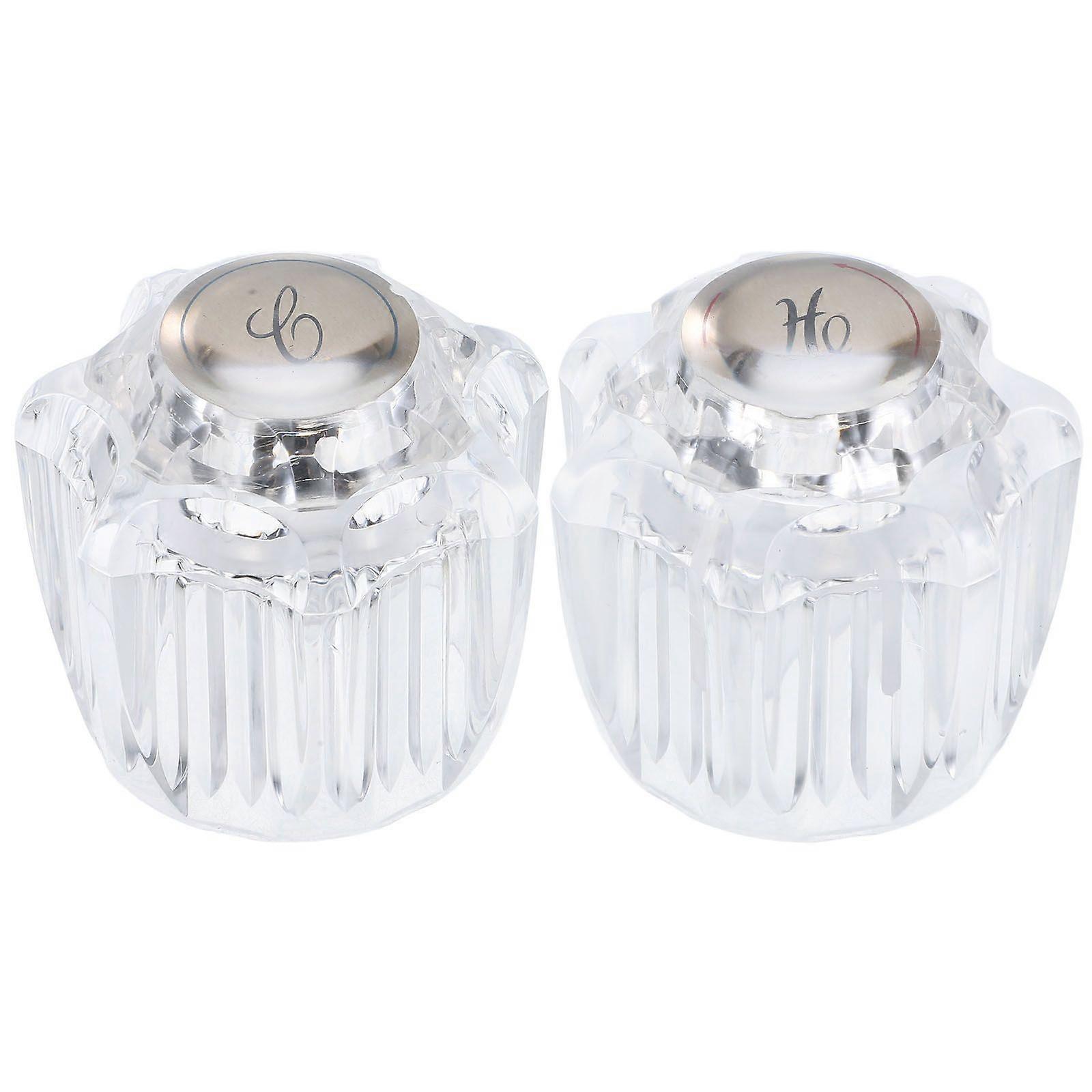 2pcs Universal Faucet Handle Replacement Plastic Hot and Cold Water Knobs for Bathtub and Shower Faucets Easy to Install Hardware Handle for Bathroom