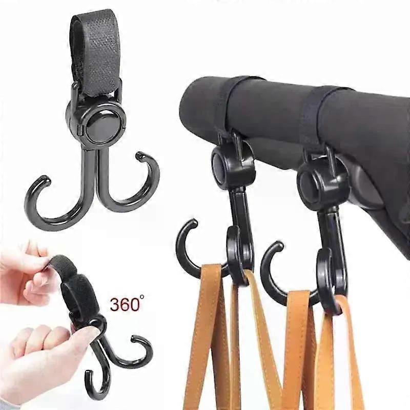 2pcs Strollers Hook Baby Stroller Accessories Multifunctional Portable Plastic Hook Rotatable Two Hooks Shopping Prop