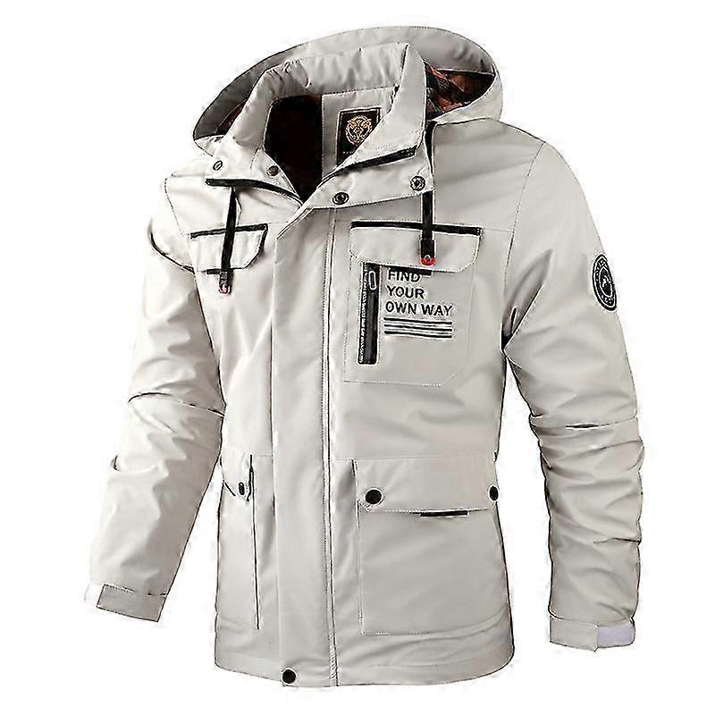Autumn And Winter Men's Outdoor Casual Solid Color Parka Hooded Jacket
