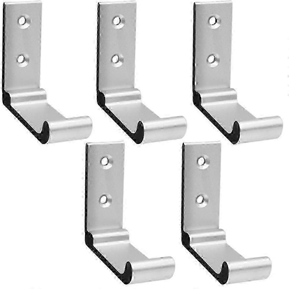 5-Pack Foldable Wall Hooks for Towels & Clothes - Solid Aluminum with Stainless Steel Screws - Silver