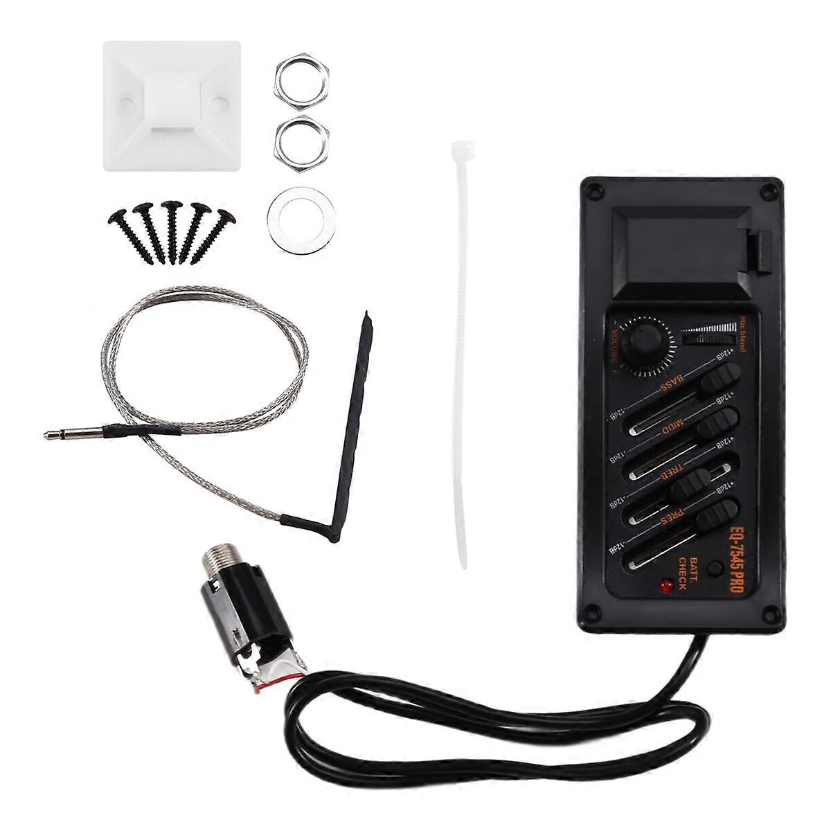 EQ-7545PRO Acoutic Gitarr EQ Piezo Pickup Förförstärkare 4-bands Akustisk Gitarr Piezo Pickup