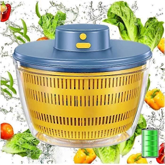 Electric Salad Spinner - 4L - USB Rechargeable Lettuce Dryer with Food Grade Material Bowl - Salads A261